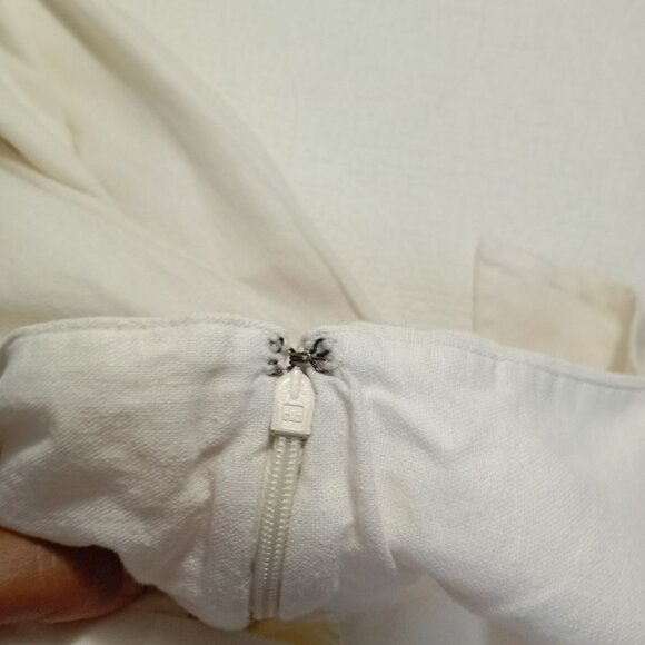 Who What Wear Midi Dress Womens White Linen Blend Ruched Back & Bow Detail Sz M - Picture 8 of 15